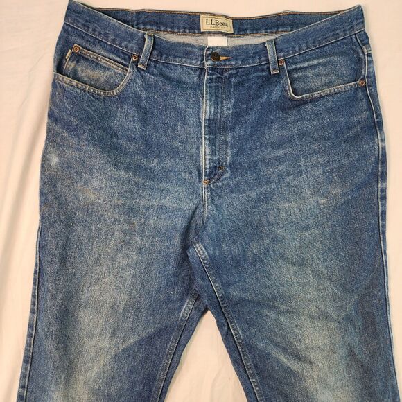 LL Bean Straight Leg Blue Jeans Mens 40x34 Blue 100% Cotton Classic Fit - Picture 3 of 12